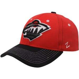   Hat  Zephyr Minnesota Wild Red Black Jumbotron Z Fit Hat Sports