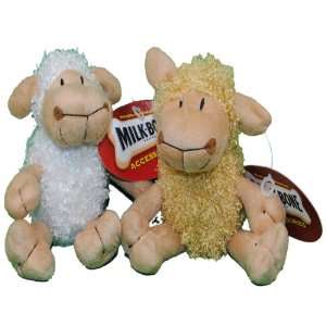  Set of 2 Milkbone Curly Lamb Plush Dog Toys Squeaker: Pet 