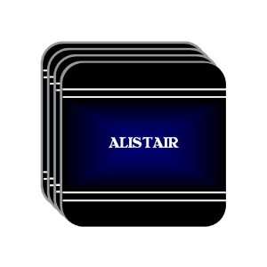 Personal Name Gift   ALISTAIR Set of 4 Mini Mousepad Coasters (black 