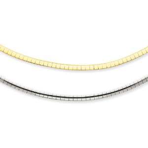  14k Two tone 2.5mm Reversible Omega Necklace Jewelry