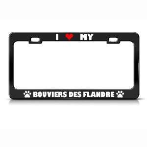 Bouviers Des Flandre Paw Love Heart Pet Dog Metal license plate frame 