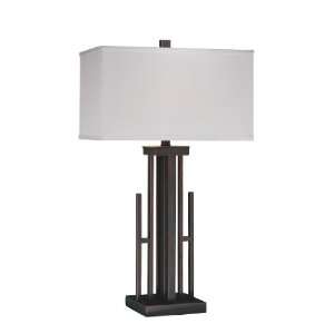 Lite Source LS 21046 Gabe Table Lamp, Dark Bronze with White Fabric 