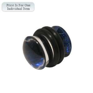   Clear Acrylic Ear Plug with Blue Glitter (0 Gauge)   69230 0: Jewelry