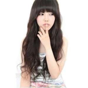   New cute long curly DARK BROWN lady human made full wig/wigs jf010201