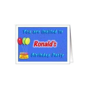  Ronalds Birthday, Invitation to the Party Card: Toys 