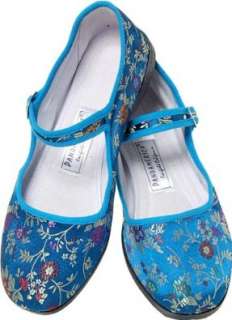  Blue Brocade Silk Mary Jane Chinese Shoes: Shoes