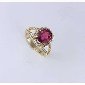 Tourmaline Ring 3.0k Pink Brazilian Tourmaline and 0.66k G.V.VS. Round 