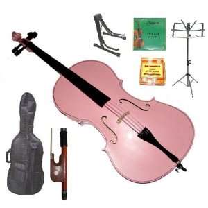 Size Pink Cello with Bag and Bow+2 Sets of String+Pitch Pipe+Cello 