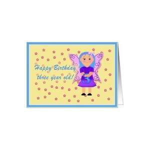  Birthday Three year old, cartoon fairy girl Card: Toys 