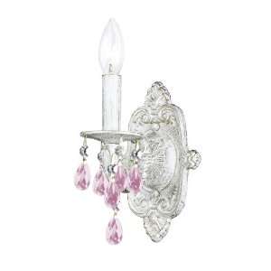  Antique White Metal Wall Sconce with Rose Colored Hand 