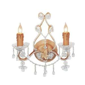 Paris Flea Wall Sconce Adorned with Rose Colored Murano Crystal SIZE 