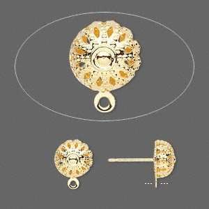  #10717 Gold plated filigree earstuds, dome with loop, 8mm 