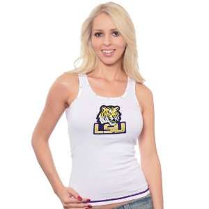  LSU Tigers White Ladies Swarovski Crystal Tank Top: Sports 