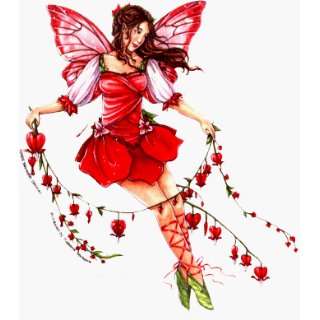  Red Winged Fairy with Red Petal Dress Holding String of 
