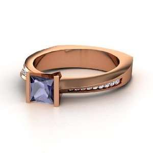  Postmodern Princess Ring, Princess Iolite 14K Rose Gold 