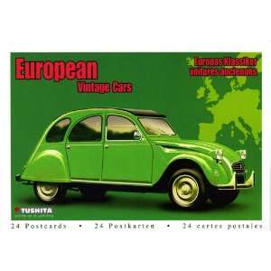  European Vintage Cars Postcard Book 