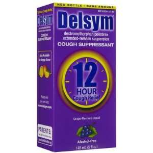 Delsym 12 Hour Cough Suppressant Liquid Grape 5 oz (Quantity of 3)