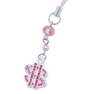   Dollar Shaped with Diamond Cell Phone (Car) Charms Strap   Pink Cell