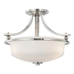   16ö Polished Nickel Semi Flush with Etched White Glass Shade 1622 613