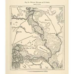 1882 Relief Line block Map Novisad Neusate Uj Videk Melencze Plateau 