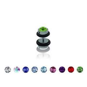 Stainless Steel Fake Plugs with Double O Ring and Aurora Borealis CZ 