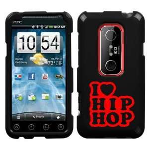  HTC EVO 3D RED I LOVE HIP HOP ON A BLACK HARD CASE COVER 