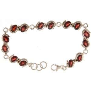  Faceted Garnet Bracelet   Sterling Silver 