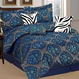  Beatific Jacquard Comforter Set Queen 7pc Paisley Zebra 