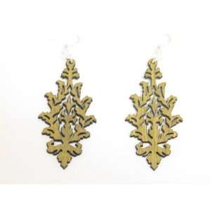  Lemon Yellow Leaf Cluster Wooden Earrings GTJ Jewelry