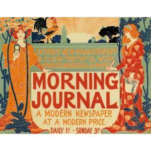  GIRLS MORNING JOURNAL MODERN NEWSPAPER VINTAGE POSTER 