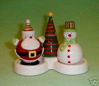 SANTA & SNOWMAN SALT & PEPPER & TOOTHPICK HOLDER #2038  