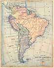 SOUTH AMERICA: Antique map. Monteith. Colored. c1889