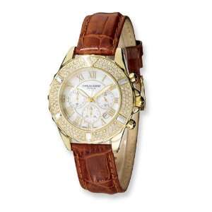  Mens Charles Hubert Brown Leather Band Chronograph Watch 