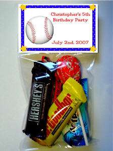 BASEBALL Personalized GOODIE BAGS treat bags FAVORS  