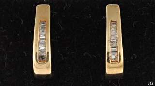 10K Yellow Gold Genuine Diamond Earrings 4 Pierced Ears  