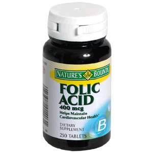  Natures Bounty Folic Acid, 400mcg, 250 Tablets: Health 
