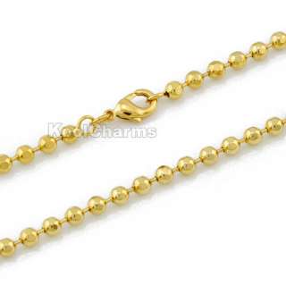 New 3mm Ball Beads Chain 18K Gold Filled Necklace Solid Plated Fashion 