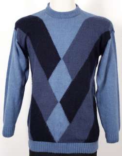 NEW Knit Alpaca Wool Yarn Mens Sweater~Size SZ L~Blue  