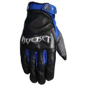   SuperStreet Mens Leather Motorcycle Gloves Black/Blue Large L 756 4204