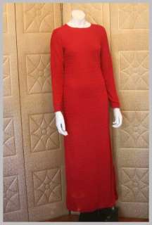 Vintage 70s RED Wool Cowl Neck Sweater Dress ITALY M L  