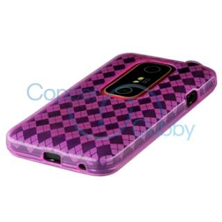 Pink Hydro TPU Silicone Gel Cover Case for HTC EVO 3D Accessory Mobile 