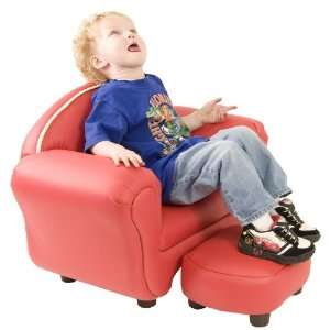  Red Vinyl Upholstered Kids Lounge Chair with Matching 