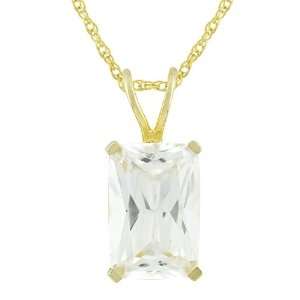 Yellow Gold Plated Sterling Silver 12 x 8mm Emerald Cut Cubic Zirconia 