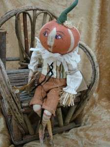 New Peter Halloween Autumn Folk Art Pumpkin Head Doll Joe Spencer 