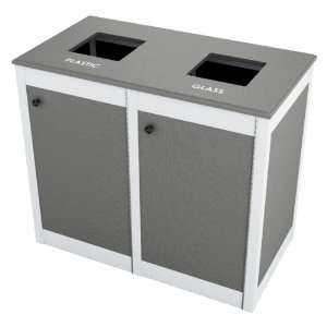 Deluxe Top Load Double Recycling Receptacle with Plain 