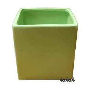  Ceramic Cube Vase 4x4x4   Green: Arts, Crafts & Sewing