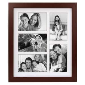  Linear Wood Matted 4x6 Walnut Collage Picture Frame