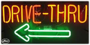 Drive Thru Left Arrow Neon Lighted Sign 30W x 16H  