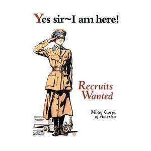  Vintage Art Recruits Wanted Motor Corps of America 