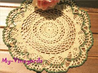 New Coloful Hand Crochet Lace Cotton Doily Round 28CM ECRU L100706 3 